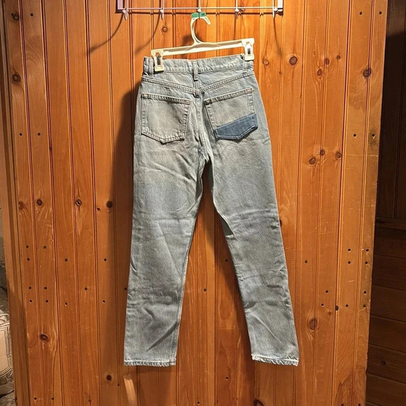 New REFORMATION Cynthia high rise patchwork jeans - Picture 8 of 9